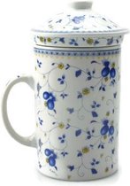Tasse à thé / mug chinois / tasse à thé avec passoire / tasse à thé avec couvercle / tasse à thé avec filtre H 15 cm Ø 8 cm design bleu blanc