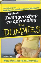 Boekomslag met gele en zwarte achtergrond. Titel: 'De Grote Zwangerschap en opvoeding voor Dummies'. Een zwangere vrouw en een meisje.