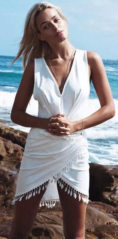 Bruidegom Hol pak Fashionidea – hippe witte strandjurk voor de moderne vrouw | bol.com