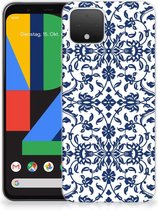 Back Cover Google Pixel 4 TPU Siliconen Hoesje Flower Blue
