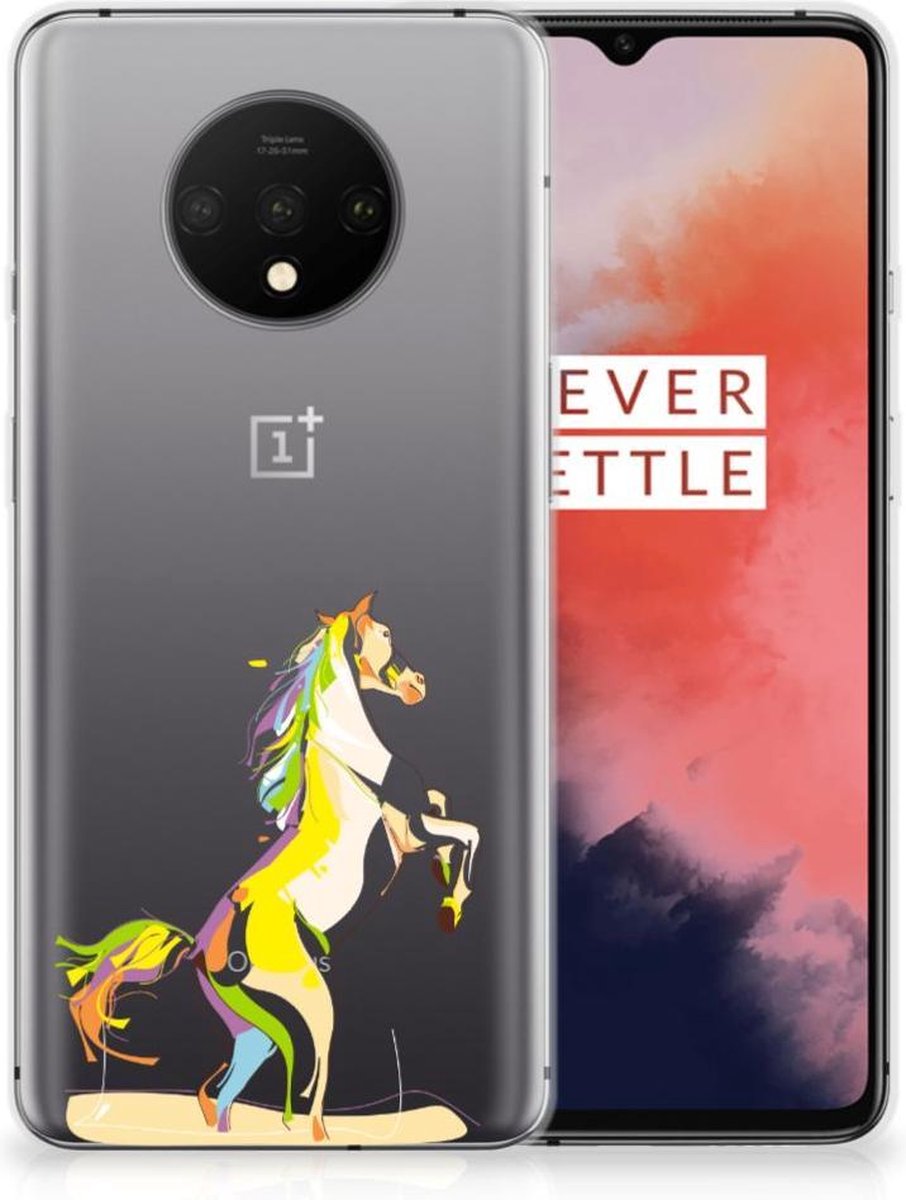OnePlus 7T Telefoonhoesje met Naam Horse Color