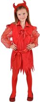 Magic By Freddy's - Duivel Kostuum - Duivelse Dame Hellevuur Halloween - Meisje - rood - Maat 128 - Halloween - Verkleedkleding