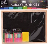 Houten krijtbord/schoolbord 29 cm met krijt en bordenwisser - Tekenborden speelgoed