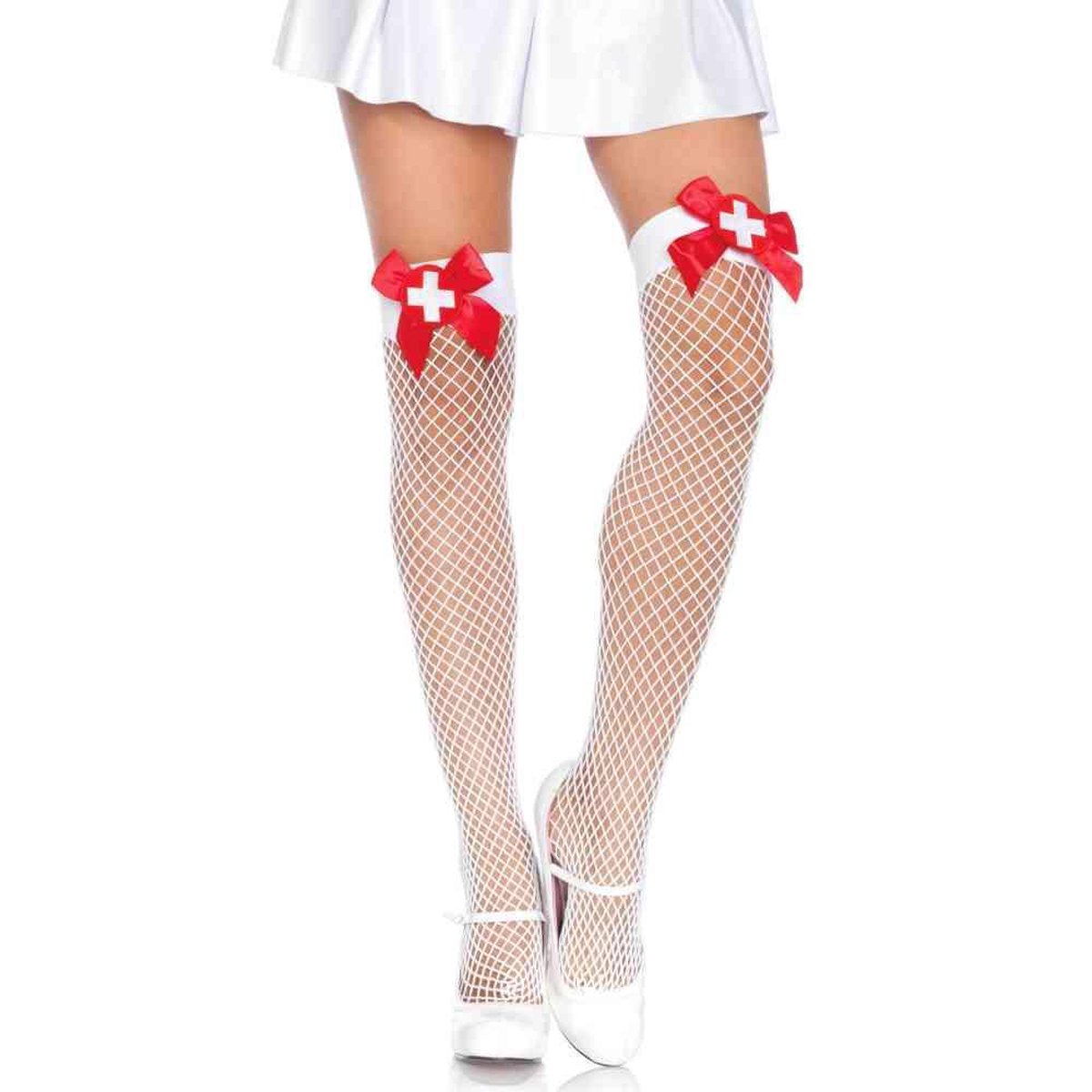 Leg Avenue Industrial Net Thigh Highs ["Wit"]