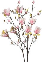 2x Roze kunst Magnolia tak 105 cm - Kunstbloemen