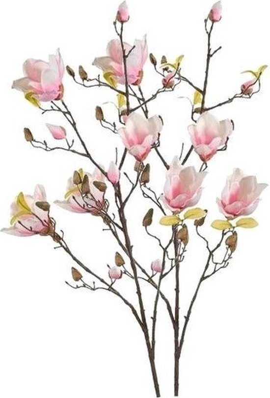 magneet stuiten op vinger 2x Roze kunst Magnolia tak 105 cm - Kunstbloemen | bol.com