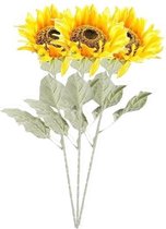 3x Gele zonnebloem steelbloem 82 cm - Kunstbloemen