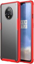 OnePlus 7T Slim Fit Hybride Hoesje Transparant/Rood