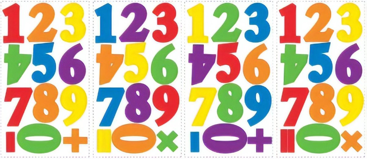 muurstickers multicolor cijfers vinyl 48 stuks