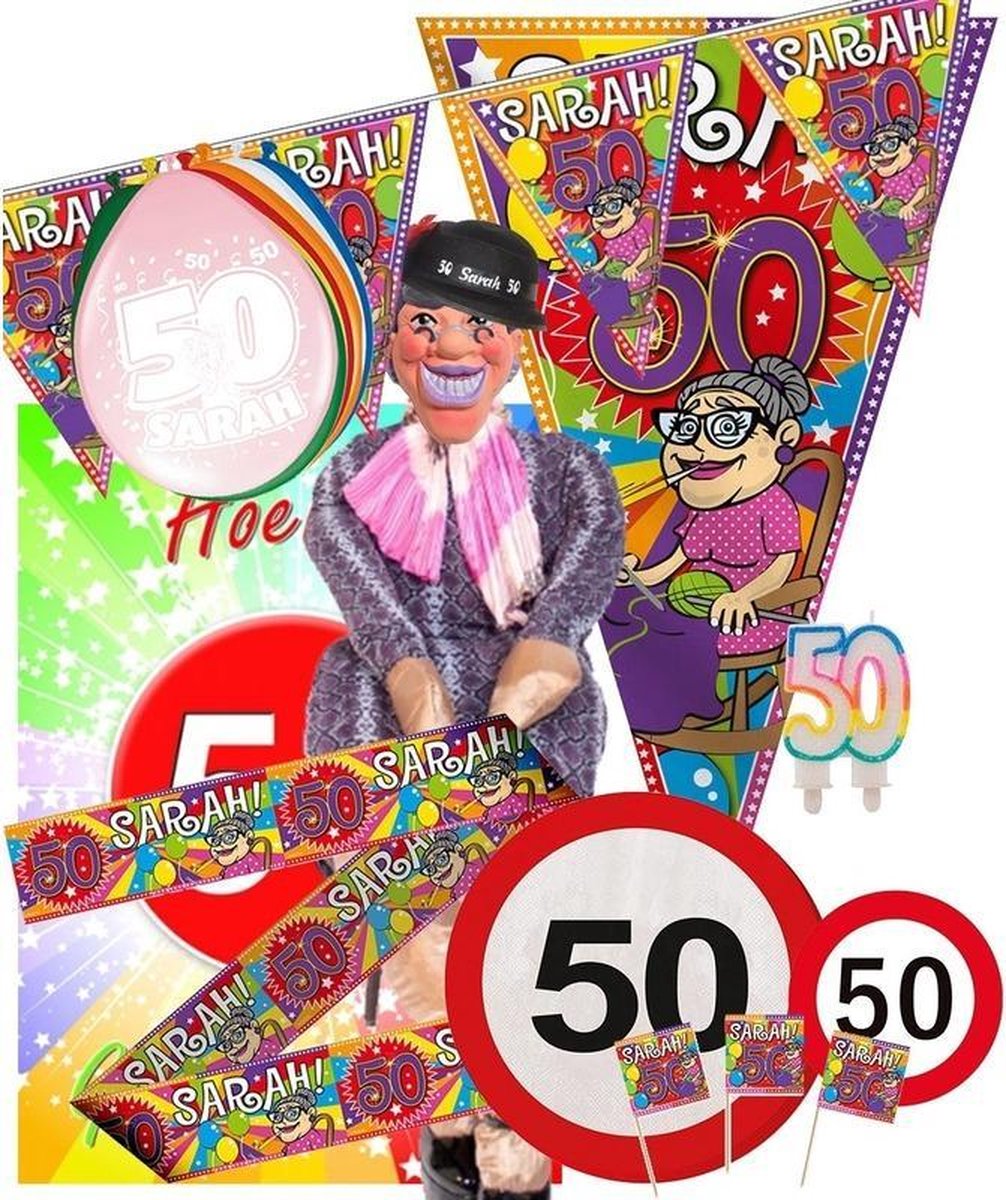 Sarah 50 leeftijd themafeest pakket XL versiering/decoratie - Vijftigste/50e... |