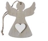 Kersthangers - pb. 8 wooden angels/hanging grey/white 7 cm