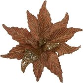 Kerstdecoraties - Clip Poinsettia Taupe - D30cm