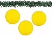 3x decoratie bal geel 10 cm