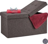 relaxdays zitbank met opbergruimte - hocker - hal - slaapkamer - opbergbox - 2 zits - stof bruin