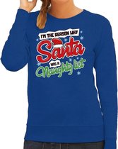 Foute Kersttrui / sweater - Im the reason why Santa has a naughty list - blauw voor dames - kerstkleding / kerst outfit XL (42)