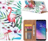 FONU Boekmodel Hoesje Flamingo Samsung Galaxy A6+ 2018 (SM-A605)