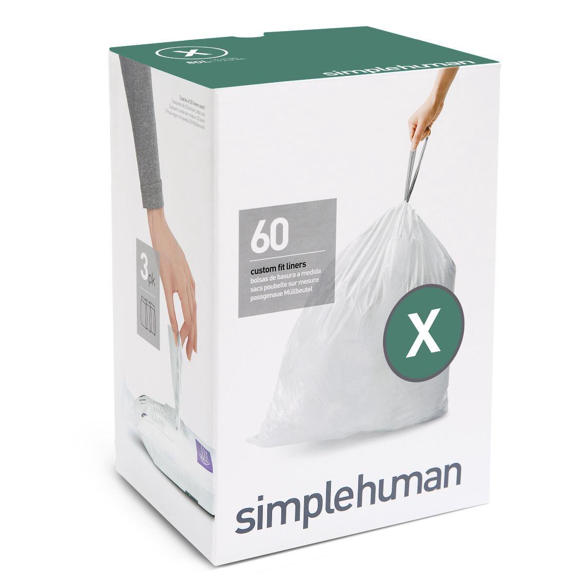 Simplehuman afvalzakken code X 80 liter 60 stuks