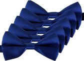 5x Blauwe verkleed vlinderstrikjes 12 cm voor dames/heren - Blauw thema verkleedaccessoires/feestartikelen - Vlinderstrikken/vlinderdassen met elastieken sluiting