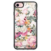 iPhone 8/7 hoesje glass - Pink flowers | Apple iPhone 8 case | Hardcase backcover zwart