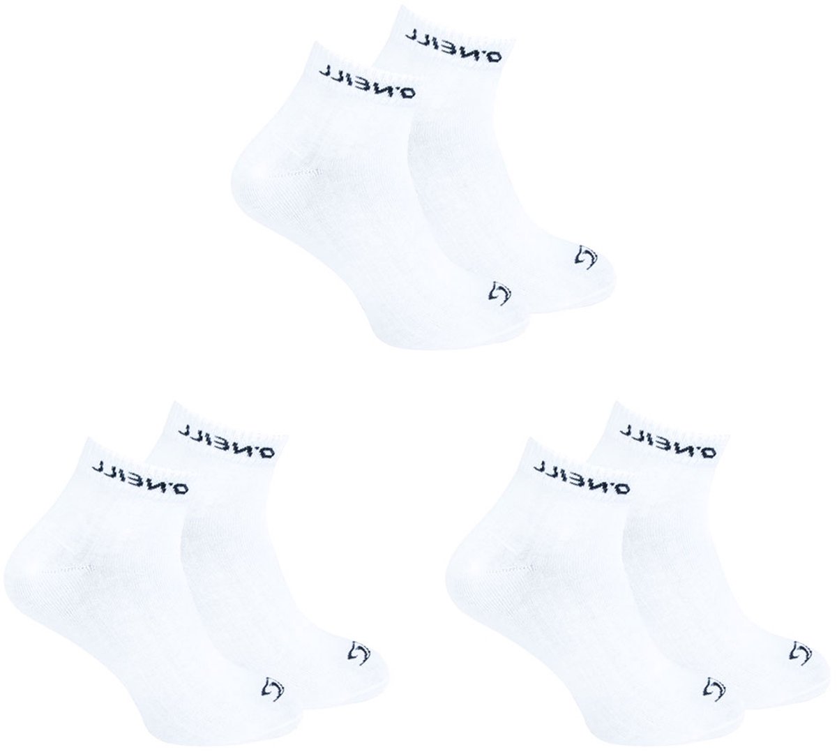 O’Neill 6-Pack Quarter Sokken Sportief Effen Katoen Heren Dames – 43-46 750003 Wit