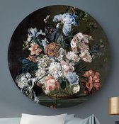 HIP ORGNL Schilderij Stilleven met bloemen Van der Mijn - ⌀140cm - Wandcirkel