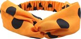 Haarband Polka|Oranje zwarte haarband|Knot|Stippen print