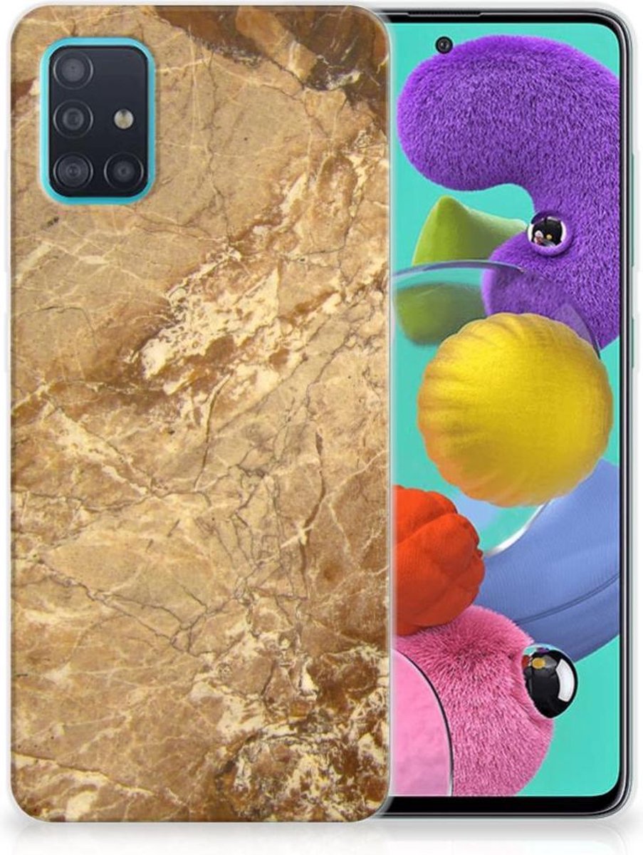 Samsung Galaxy A51 TPU Siliconen Hoesje Marmer Creme