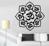 3D Sticker Decoratie Quality Wall Decals Mandala Yoga Ornament Indian Buddha OM Symnol Decal Vinyl Sticker Lotus Flower Home Decoration Murals CW-2 - zwart / Large