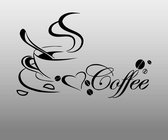 3D Sticker Decoratie Koffiekopje Muurstickers Vinyl koffie Wall Art Decals Home keuken Decor - F2085 black