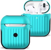 Hoesje Voor Apple AirPods Case Hoes Hard Cover Ribbels - Mint Groen