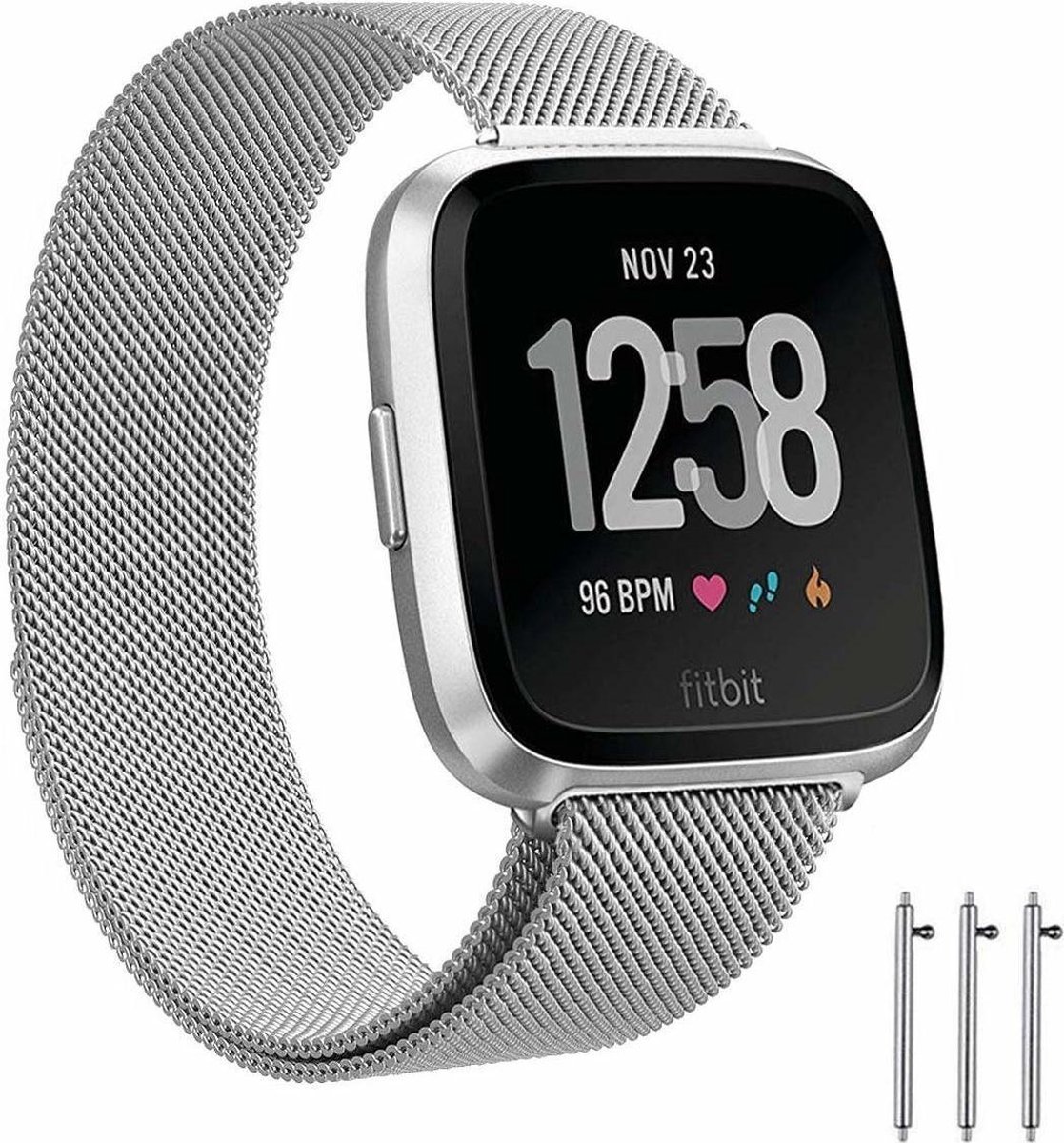 Geschikt voor Fitbit Versa Milanese band (zilver) - Afmetingen: Maat L