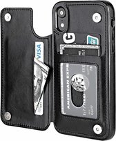 Wallet Case geschikt voor Apple iPhone Xr + gratis glazen Screenprotector - zwart