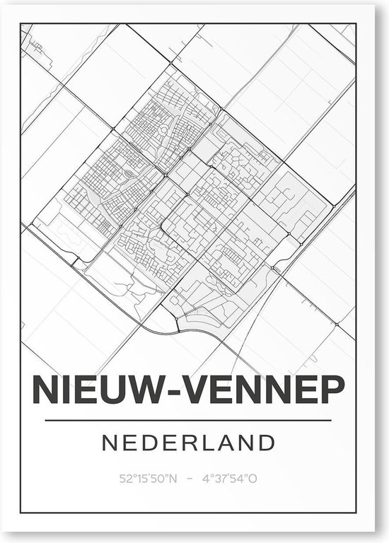 bouw Hiel inleveren Poster/plattegrond NIEUW-VENNEP - 30x40cm | bol.com