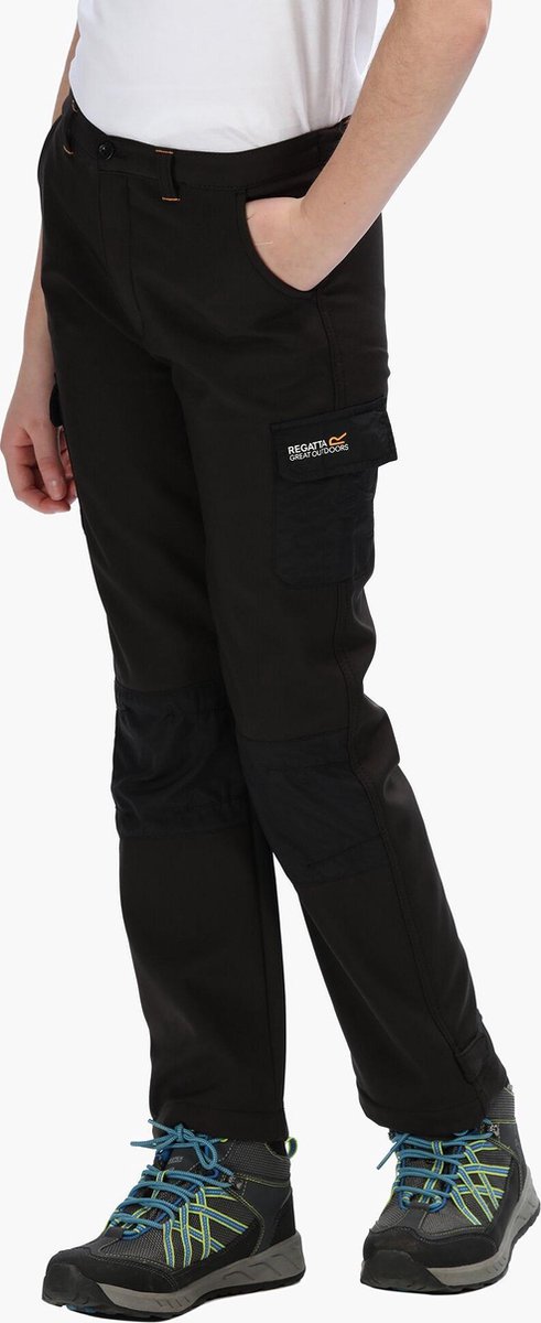 Winter Stretch Softshell-Wandelbroek Outdoorbroek Kinderen Zwart