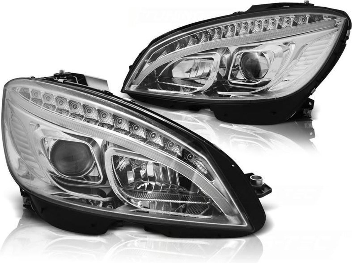 Koplampen met parkeerlicht MERCEDES W204 07-10 CHROOM H7