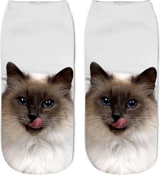 Enkelsokken Kattensokken – Unisex – One Size – Kat met Tong