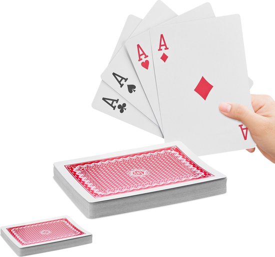 relaxdays 2x grandes cartes à jouer - cartes de poker - 108 cartes -  hydrofuge