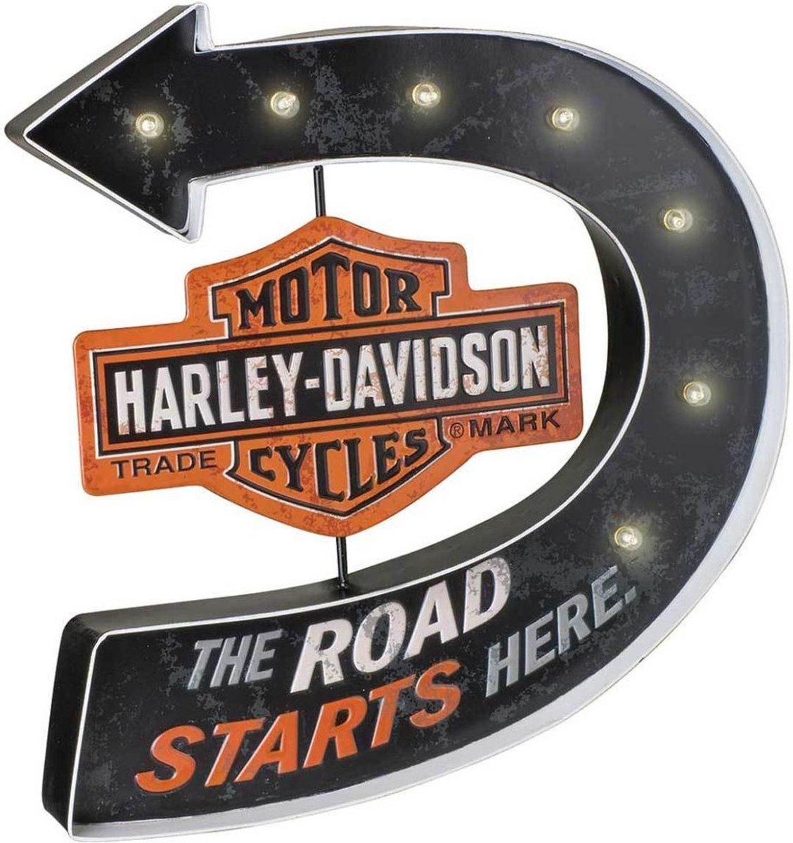Harley-Davidson Road Starts Here Bar & Shield Marquee Enseigne de