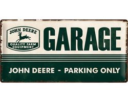 John Deere Garage Parking Only Metalen wandbord in reliëf 25x50 cm