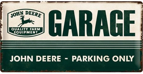 John Deere Garage Parking Only Metalen wandbord in reliëf 25x50 cm
