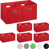 Relaxdays 12x opbergbox stof - opvouwbaar - opbergmand - 30 cm - kast organizer – rood