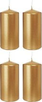 4x Gouden cilinderkaarsen/stompkaarsen 6 x 12 cm 40 branduren - Geurloze goudkleurige kaarsen - Woondecoraties
