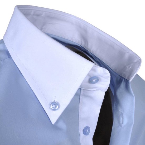 Acteur methaan vacht Montazinni - Overhemd met witte kraag - Lichtblauw | bol.com