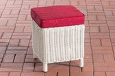 Clp Vilato - Hocker - 5mm Poly-rotan - kleur wicker : parelwit, kleur hoes : robijnrood