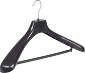 De Kledinghanger Gigant - 30 x Mantel / kostuumhanger kunststof zwart met schouderverbreding en broeklat, 48 cm