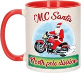 Kerstmis cadeau mok - MC Santa - Kerstman op motor / chopper - 300 ml - keramiek - mokken / beker - motorliefhebber