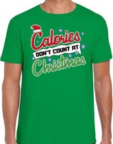 Fout Kerst shirt / t-shirt - Calories dont count at Christmas - groen voor heren - kerstkleding / kerst outfit XL (54)