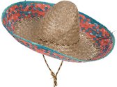 HOANG LONG - Sombrero met roze en blauwe rand voor volwassenen - Hoeden > Strohoeden
