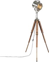 QAZQA shiny - Industriele Tripod | driepoot vloerlamp | Staande Lamp - 1 lichts - H 1800 mm - Chroom - Industrieel -  Woonkamer | Slaapkamer