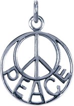 Zilveren Vredesteken peace ketting hanger